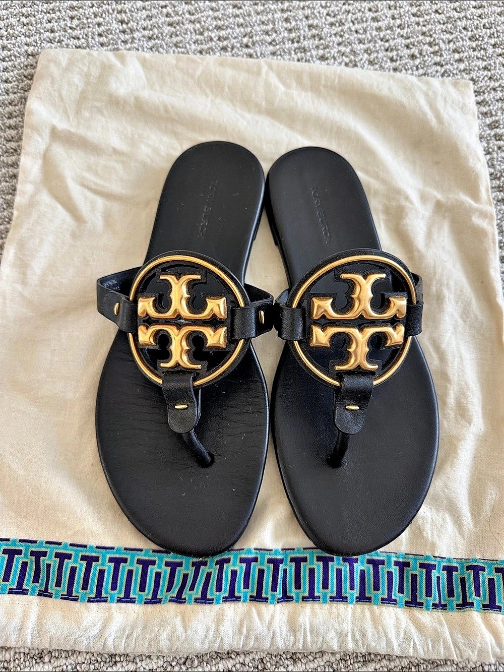Tory Burch Metal Miller Sandal Black & Gold